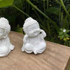 Escultura Trio Budas Sábios - Marmorite (12.5cm) - loja online