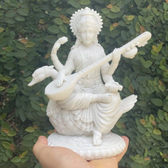 ESCULTURA DEUSA HINDU SARASWATI MÁRMORE