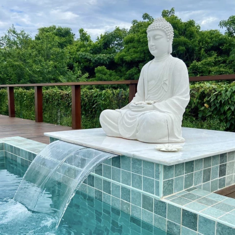 Escultura Buda Sentado Meditando Marmorite 1 metro - comprar online