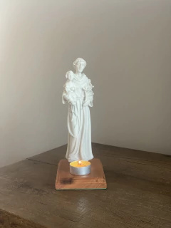 Santo António Mármore + Madeira 18cm na internet