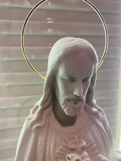 Fonte Água Sagrado Coração de Jesus - Marmorite (62cm) - Zenz Arts