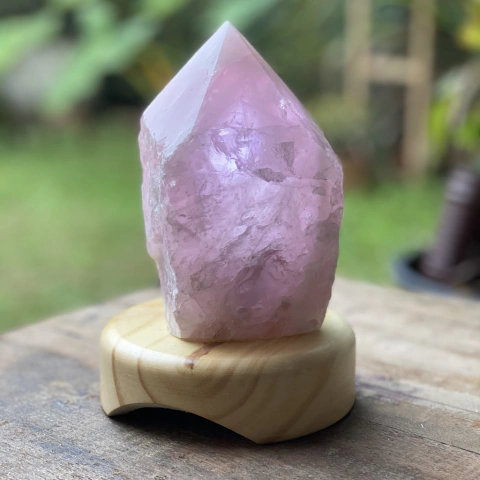 Luminária Ponta Quartzo Rosa Qualidade A - 15 à 17cm