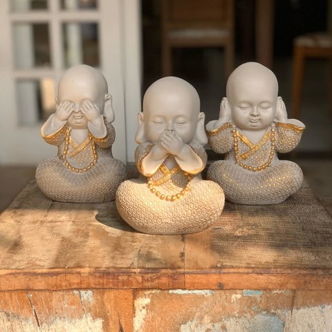 Trio Budas Sábios - Marmorite (16cm)