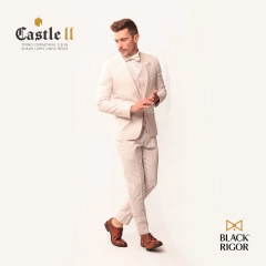 Terno Cerimonial S.Slin Shawl Lapel Linho Beige