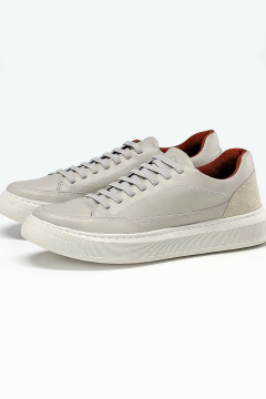 Sapatênis Ogochi em Couro Masculino Bege - comprar online