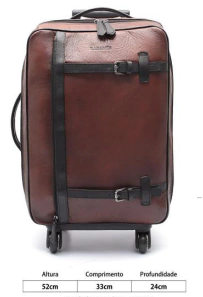 Mala De Bordo Radamés Dsocial 4 Rodas Conhaque/Preto