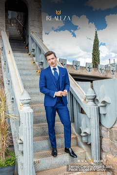 Terno Cerimonial S.Slin Peak Lapel P.V Blue Sapphire Coleção Realeza - comprar online