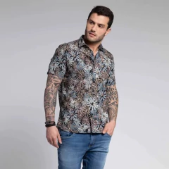 Camisa Manga Curta Docthos Slim Estapa Bordado Flores