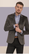 Blazer Raffer Veludo Cotelê Slinfit Chumbo