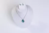 Conjunto Colar Brinco Gota Turmalina Verde Cristal