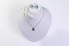 Conjunto Colar E Brinco Gota Turmalina Verde Ródio Negro