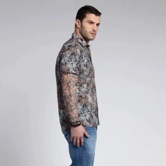 Camisa Manga Curta Docthos Slim Estapa Bordado Flores na internet