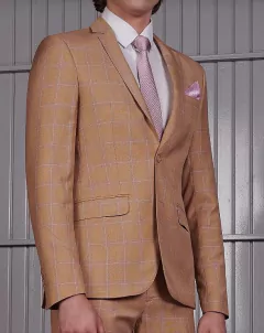 Terno Raffer Xadrez SuperSlim Fit Caramelo - comprar online