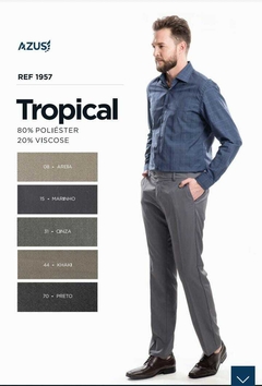 Calça ALFAIATARIA Azus MASCULINA cinza Plus Size