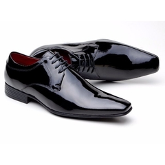 SAPATO SOCIAL MASCULINO DERBY GOFER VERNIZ - PRETO - comprar online