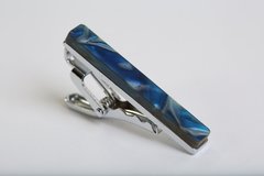 Prendedor de Gravata Azul com Pedra 4cm