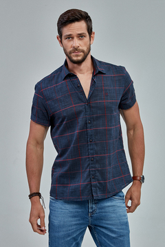 Camisa Guilherme Soul Xadrez Manga Curta Slim Fit