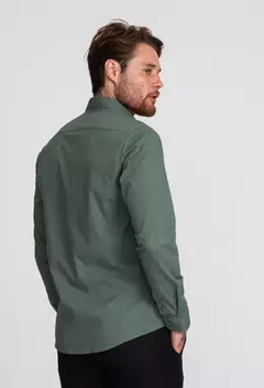 Camisa Manga Longa Slim Tricoline C/ Elastano Liso - DSOCIAL