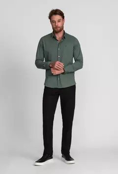 Camisa Manga Longa Slim Tricoline C/ Elastano Liso - comprar online