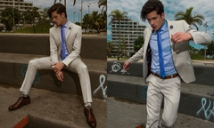 Terno Raffer Areia Linho Super Slim Original Brand Cool
