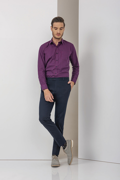 CAMISA MASCULINA RAFFER ROXA XADREZ SLIM FIT