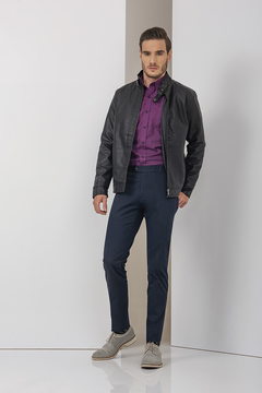 CAMISA MASCULINA RAFFER ROXA XADREZ SLIM FIT - comprar online