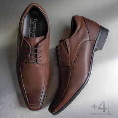 Sapato Social Ferricelli Derby Genebra - Capuccino salto interno + 4 cm