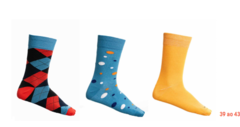 KIT 3 PARES DE MEIAS RAFFER COLORIDAS CASUAL