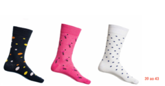 KIT 3 PARES DE MEIAS RAFFER COLORIDAS CASUAL