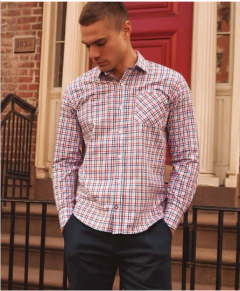 CAMISA MASCULINA RAFFER BRANCA XADREZ SLIM FIT