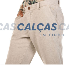 CALÇA LINHO AREIA DOCTHOS SLIM