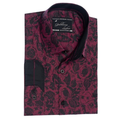CAMISA MASCULINA GUILHERME SOUL BORDO FLORAL SLIM FIT - comprar online
