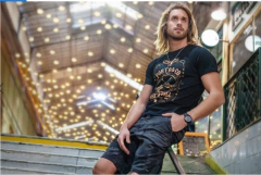 CAMISETA MASCULINA PRETA PORTO & CO 100% ALGODÃO SLIM FIT