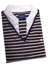 Camiseta Manga Longa Porto & Co Masculina Listrada Caramelo e Branca com Sobreposição