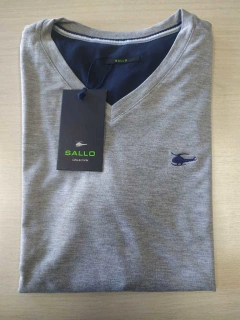 Camiseta Masculina Sallo Mescla Gola V Slim - comprar online