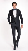 Terno Raffer Preto com Brilho Gola Shawl Cetim - Raffer Cool