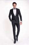 TERNO RAFFER PRETO SUPER SLIM GOLA SHAW EM CETIM CERIMONIAL E TUXEDOS