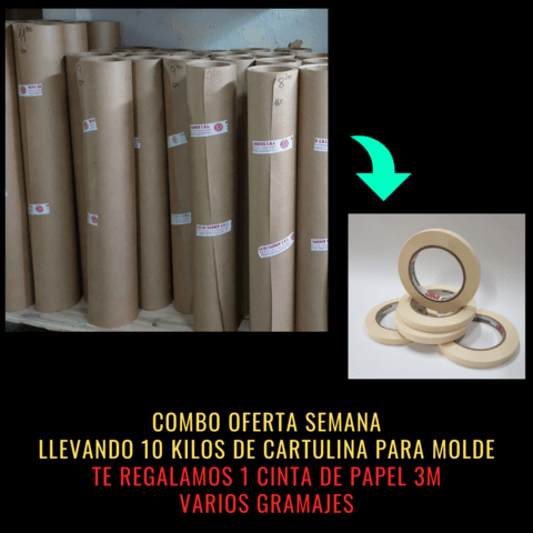 LLEVANDO 10 KILOS DE CARTULINA PARA MOLDE TE REGALAMOS 1 CINTA DE PAPEL 3M VARIOS GRAMAJES
