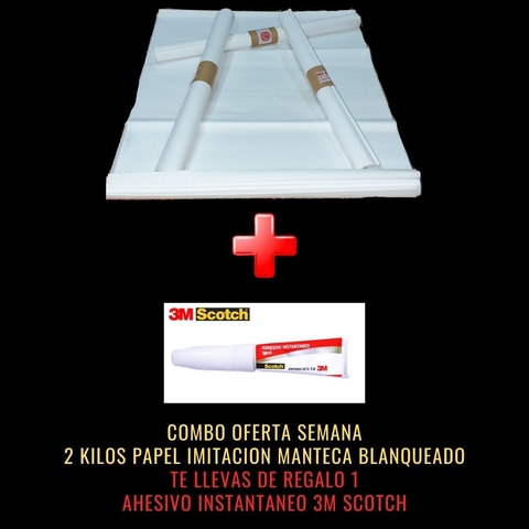 OFERTA PAPEL IMITACION MANTECA SANTHER 2 KILOS TE LLEVAS DE REGALO 1 ADHESIVO INSTANTANEO 3M SCOTCH