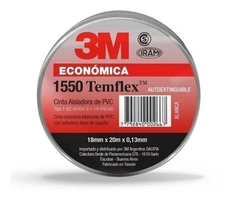 CINTA AISLADORA 3M TEMFLEX 1550 ROLLO X 20MTS - comprar online