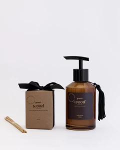 Kit Lavabo Sabonete E Mini Difusor Green Wood