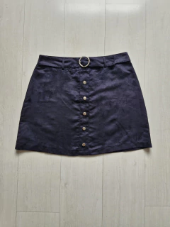 Saia suede preta com cinto 42