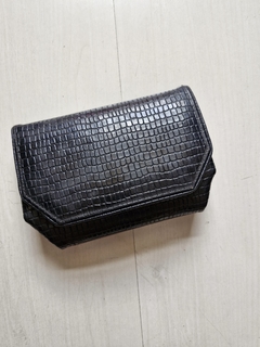 Clutch vintage em couro preto