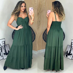 Vestido Longo de Alça c/ Bojo Plus Sindy Verde Militar - comprar online