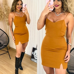 Vestido Curto Alfaiataria Destiny Marrom