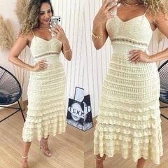 Vestido Tricot Midi Camadas Wanessa Bege