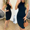 Vestido Tricot Midi Canelado Maressa Preto