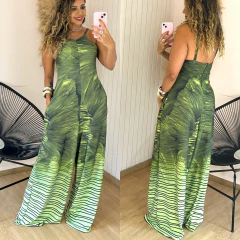 Macacão Pantalona Longo Alças Mica Verde - comprar online