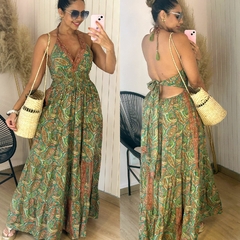 Vestido Longo Indiano Amarração Nikki Verde E1