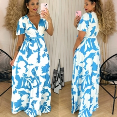 Vestido Longo c/ Manga Elivania Azul Est. 1